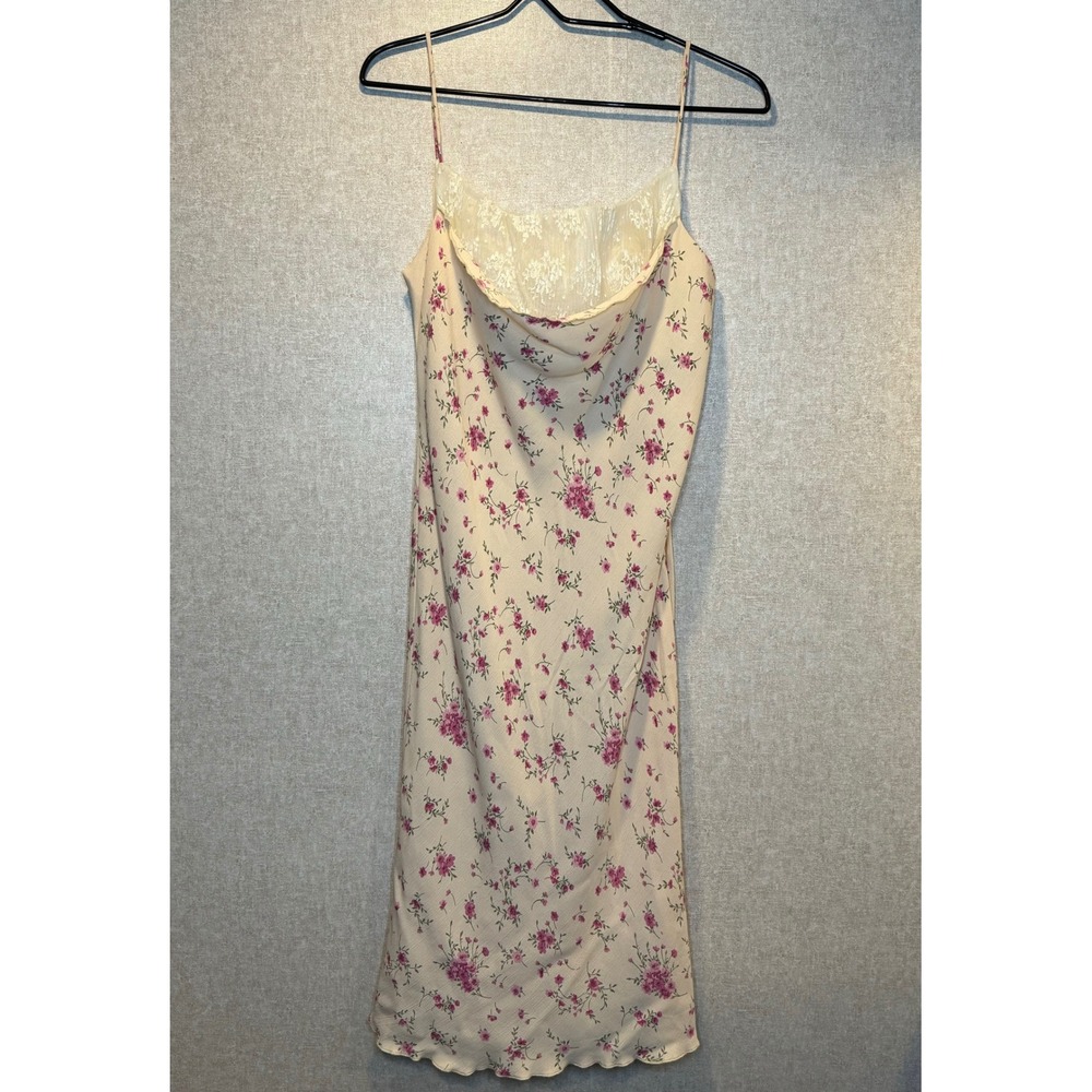 Vintage Hugo Buscati For Victoria's Secret Floral Slip Dress Lace Bust Size 10
